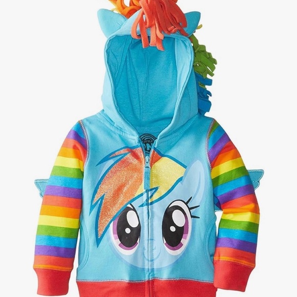 My Little Pony Rainbow Hoodie - Blue and Multicolor with Wings - Picture 2 of 3